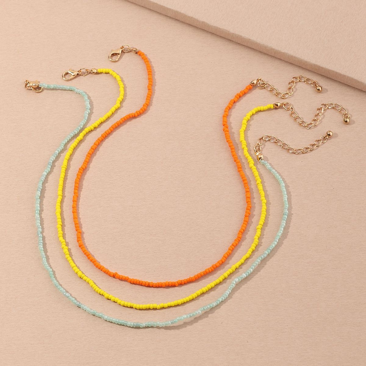 NZ1659 European and American Small Fresh Sweet Beach Colorful Bead Necklace Simple Bohemian Beaded Necklace