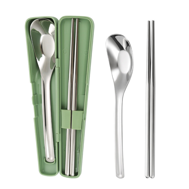 Japanese Style Portable Tableware suit 304 Stainless Steel Piece Piece Spoon Chopsticks Two-piece New Style Outdoor Tableware for Students