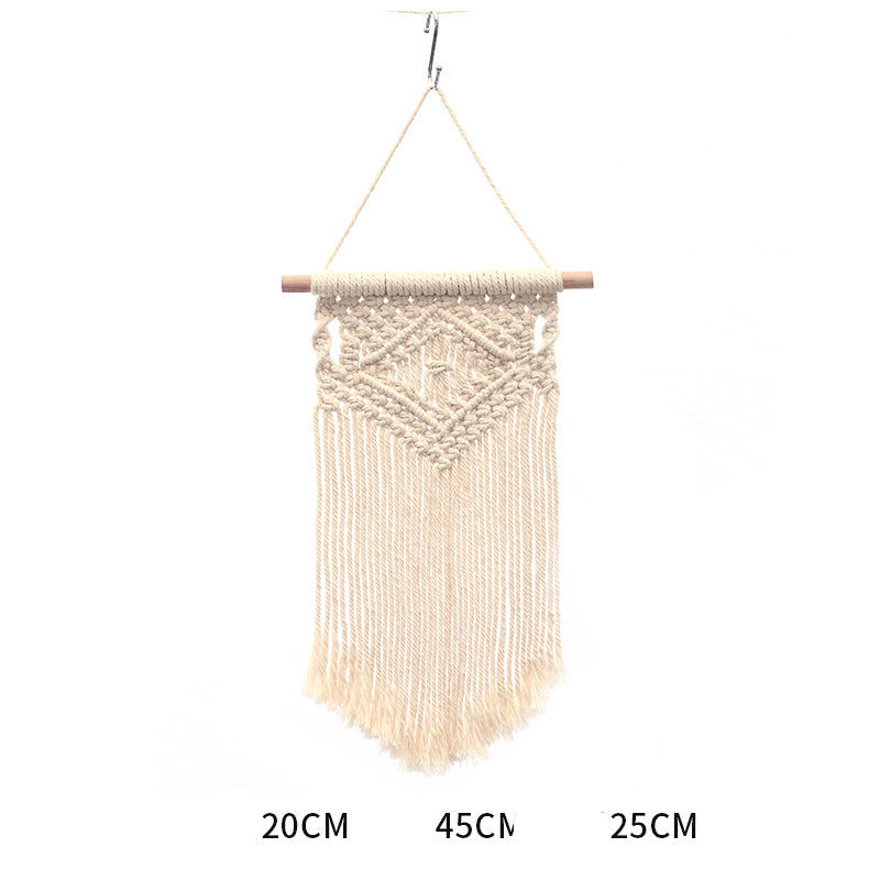 Bohemian Hand-Woven Cotton Rope Tapestry White Cotton Decorative Tapestry Amazon Bedroom Home Retro Style