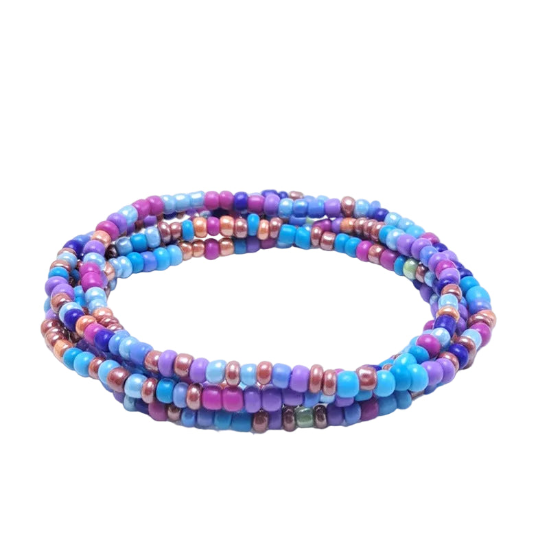 Body Chain with Glass Seed Beads, Fashionable Magic Hand Fish Pendant Accessories, Elastic Handmade Beaded Jewelry Waist Chain