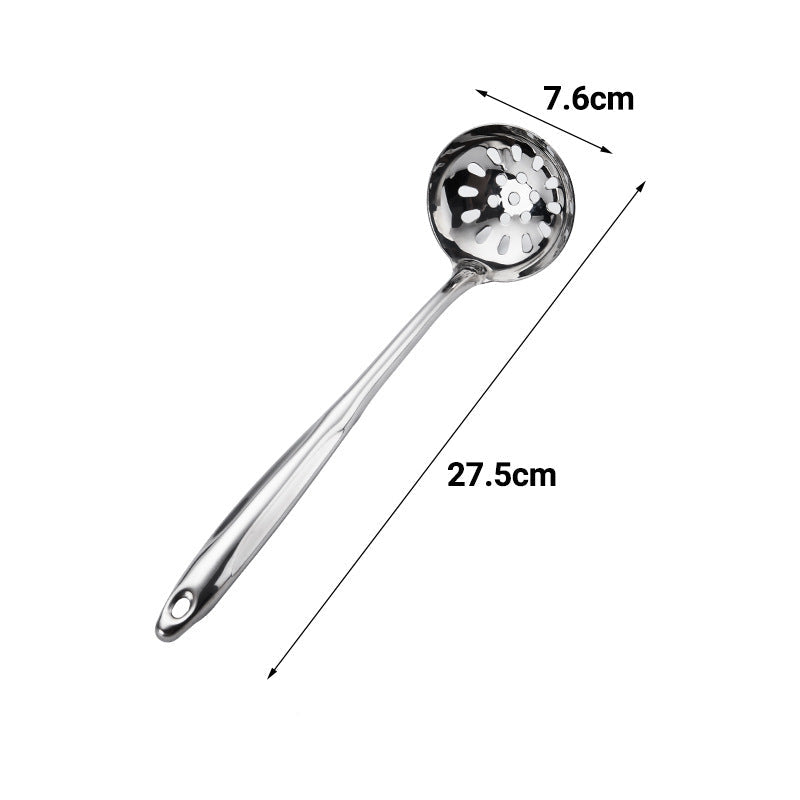 Stainless steel spatula soup spoon Colander household kitchen cooking frying shovel Spoon hot pot spoon stainless steel double line kitchenware suit