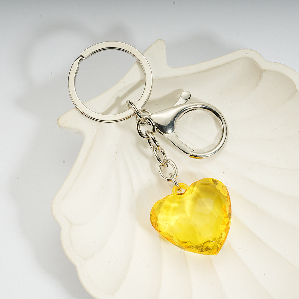Transparent Heart-Shaped Imitation Crystal Acrylic Peach Heart Pendant Keychain Heart-Shaped Bag Charm