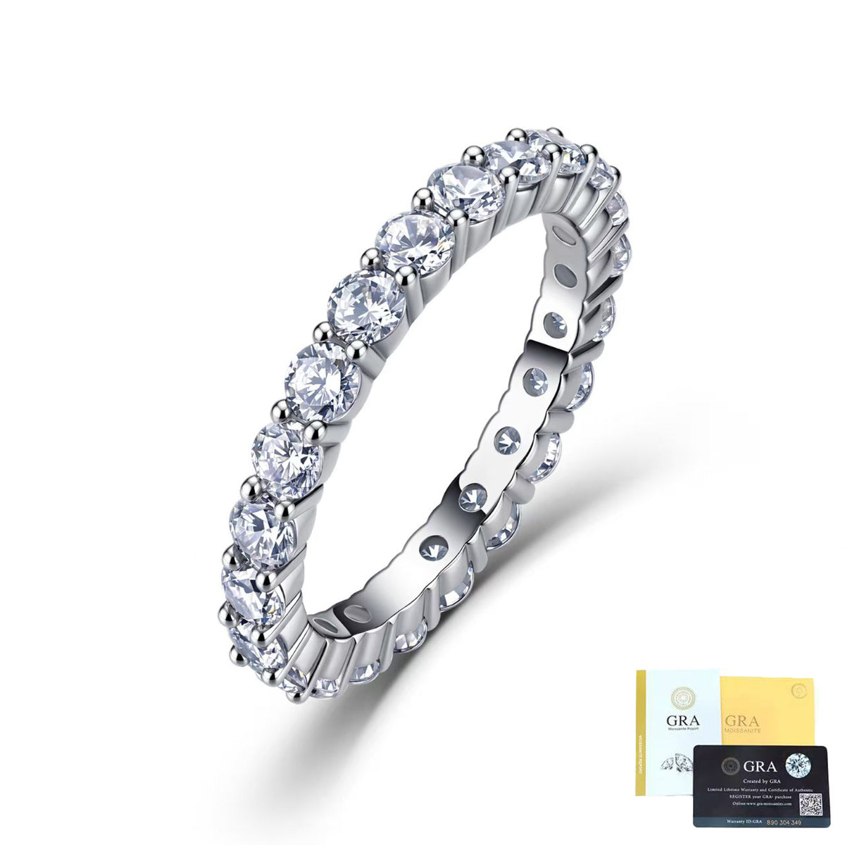 S925 Silver Moissanite Ring, European and American Fashion Versatile Full-Circle Ring, Eternity Ring, Direct Supply from Manufacturer, in Stock Wholesale