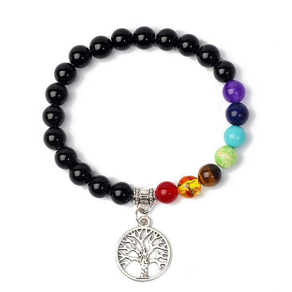 8mm black stone volcanic stone tag life tree shining stone lapis lazuli yellow tiger eye stone yoga bracelet supply d32