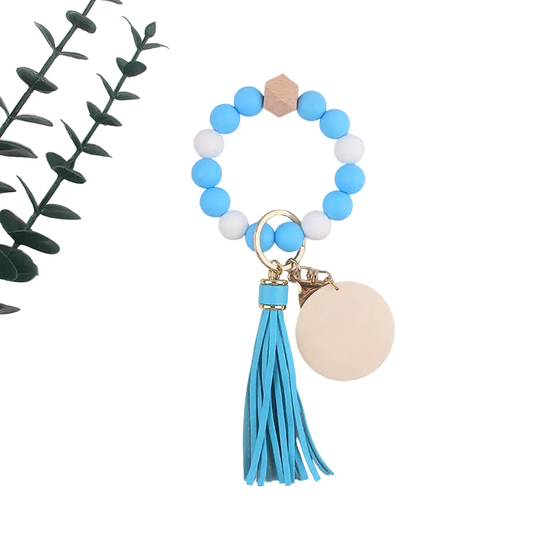 Silicone Ball Bead Key Bracelet Teacher's Day Valentine's Day Wrist Keychain Pendant Leather Bracelet