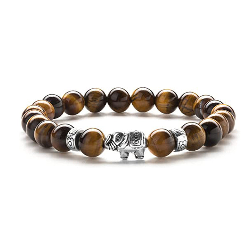 Natural Stone Animal Bracelet for Teenagers, Volcanic Stone, Tiger Eye Stone, White Turquoise, Green Turquoise, Black Frosted Stone, Gold Sand Bracelet