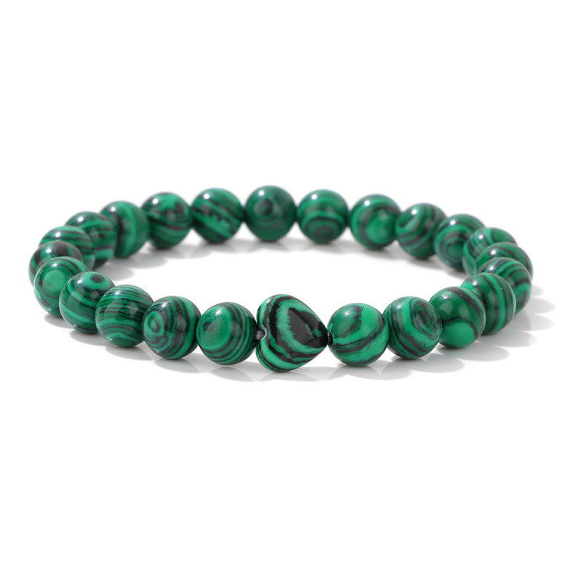 Ozone New Bracelet Natural Stone Heart Bracelet Beads Bracelet Lapis Lazuli Tiger Eye Stone Bracelet Elastic Beads Ready Stock