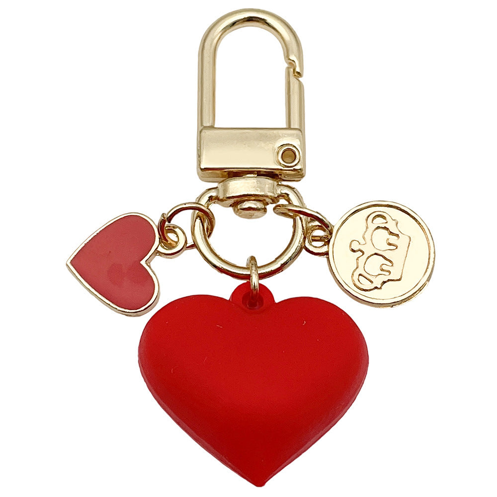 Pearl Heart Keychain Pendant Girly Heart Red Glossy Peach Heart Accessories Small Fresh Couple Bag Pendant