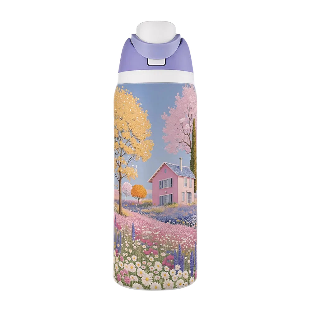 Water Cup 304 Vacuum Stainless Steel Thermos Cup Portable Satchel Straw Double Drink Sports Water Bottle for Men and Women