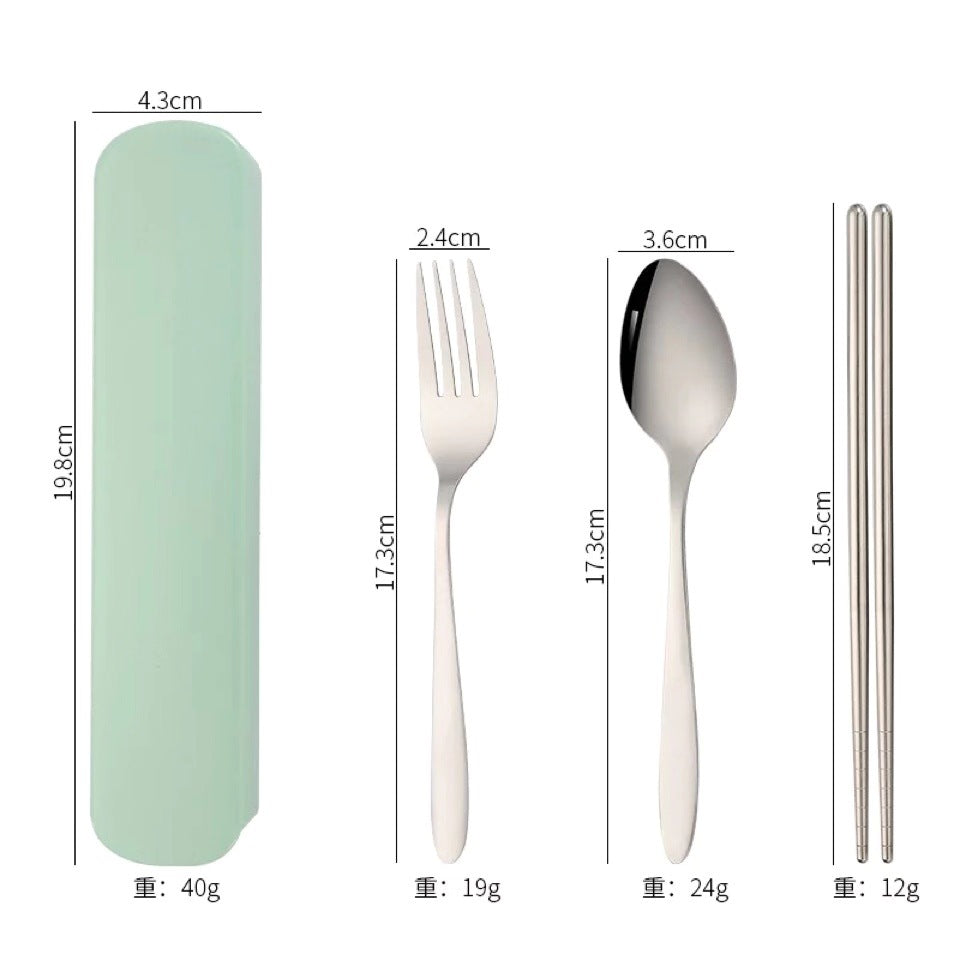 stainless steel chopsticks spoon Fork three-piece tableware affordable student gift outdoor LOGO tableware set Wholesale