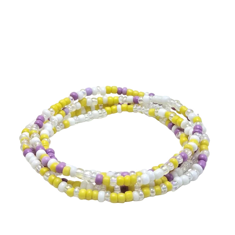 Body Chain with Glass Seed Beads, Fashionable Magic Hand Fish Pendant Accessories, Elastic Handmade Beaded Jewelry Waist Chain