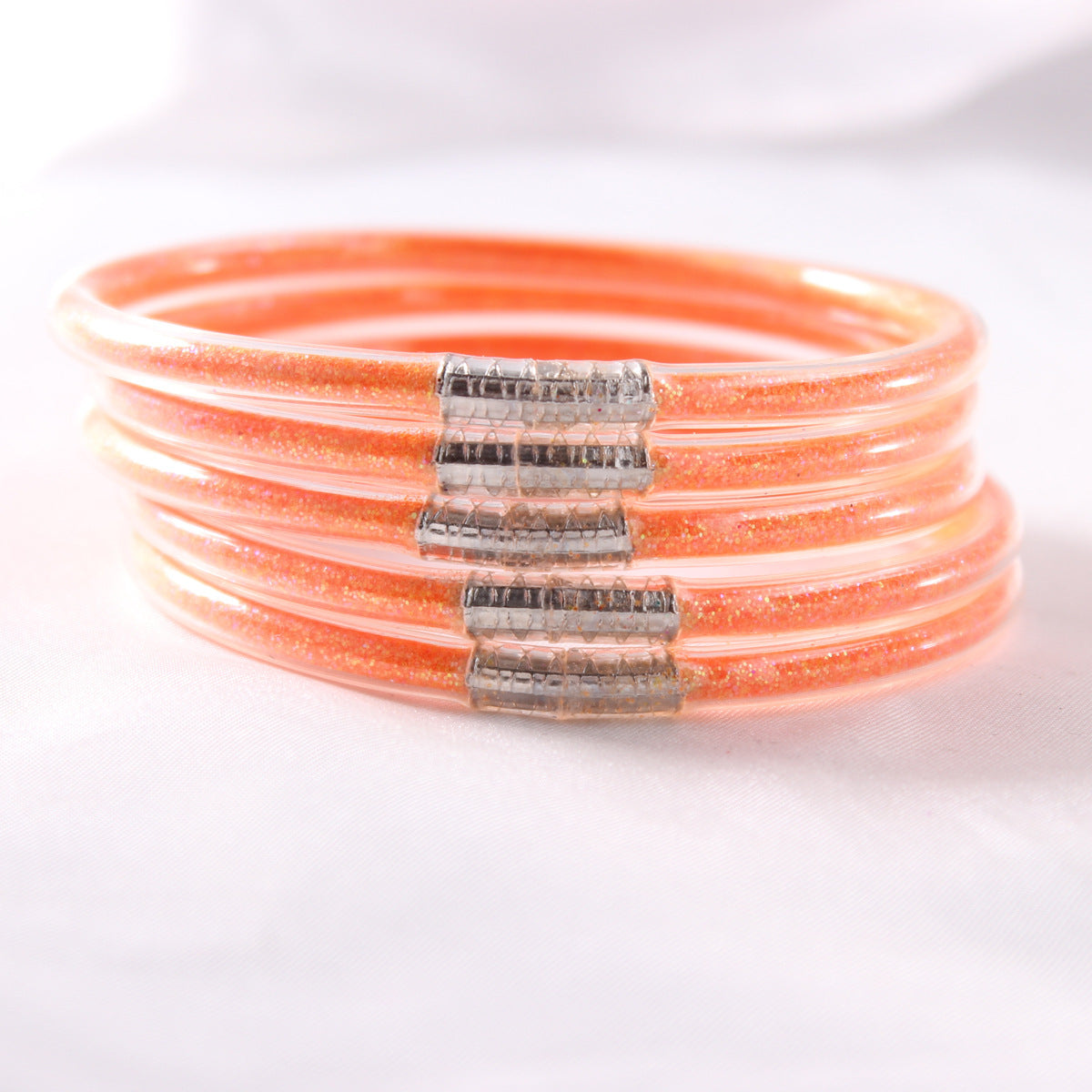 5-Layer Transparent Silicone Tube Pvc Gold Powder Bracelet with Silver Stopper Style Jelly Bangle Women's Bracelet Mixed Batch