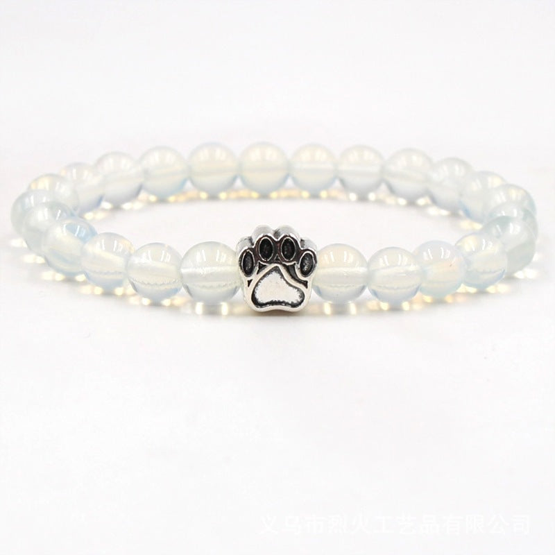 Direct manufacturer, popular on AliExpress: 8mm tiger eye stone, white turquoise, dog paw transparent elastic cord bracelet