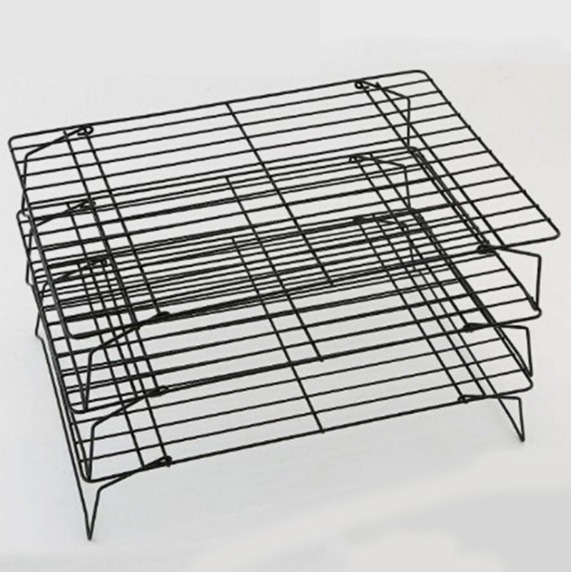 Baking Tools Three-Layer Stand Baking Cake Biscuit Cooling Rack Bread Cooling Rack Black Non-Stick Cold Drying Net