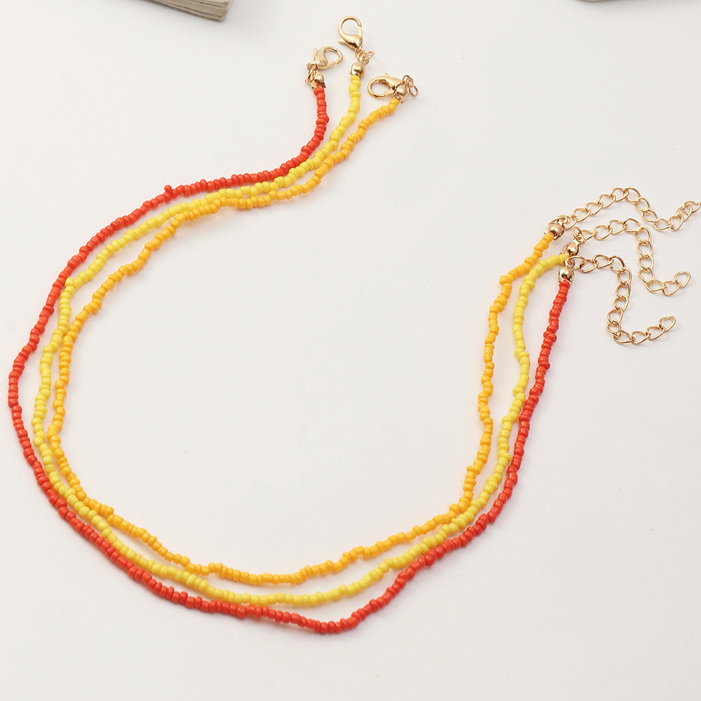 NZ1659 European and American Small Fresh Sweet Beach Colorful Bead Necklace Simple Bohemian Beaded Necklace