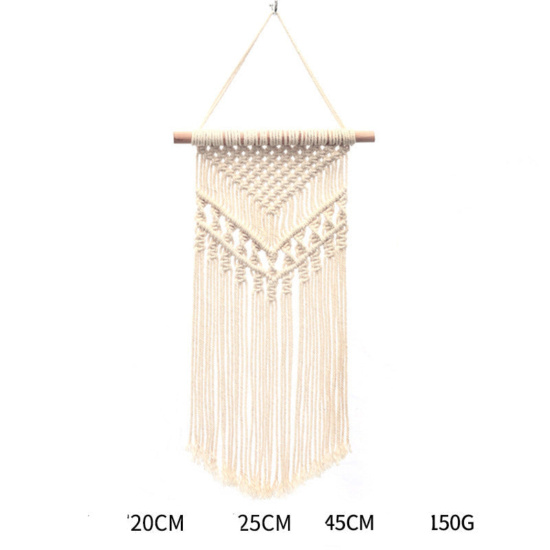 Bohemian Hand-Woven Cotton Rope Tapestry White Cotton Decorative Tapestry Amazon Bedroom Home Retro Style