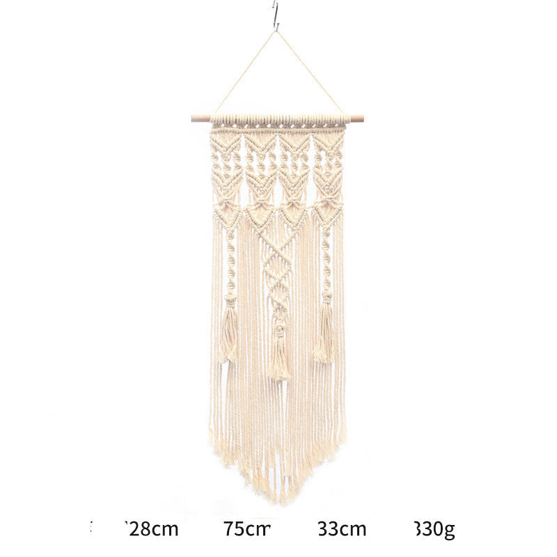 Bohemian Hand-Woven Cotton Rope Tapestry White Cotton Decorative Tapestry Amazon Bedroom Home Retro Style