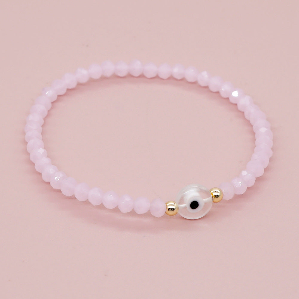 Cross-border special for European and American fashion cut crystal beads glass beaded glaze evil eye elastic bracelet for women