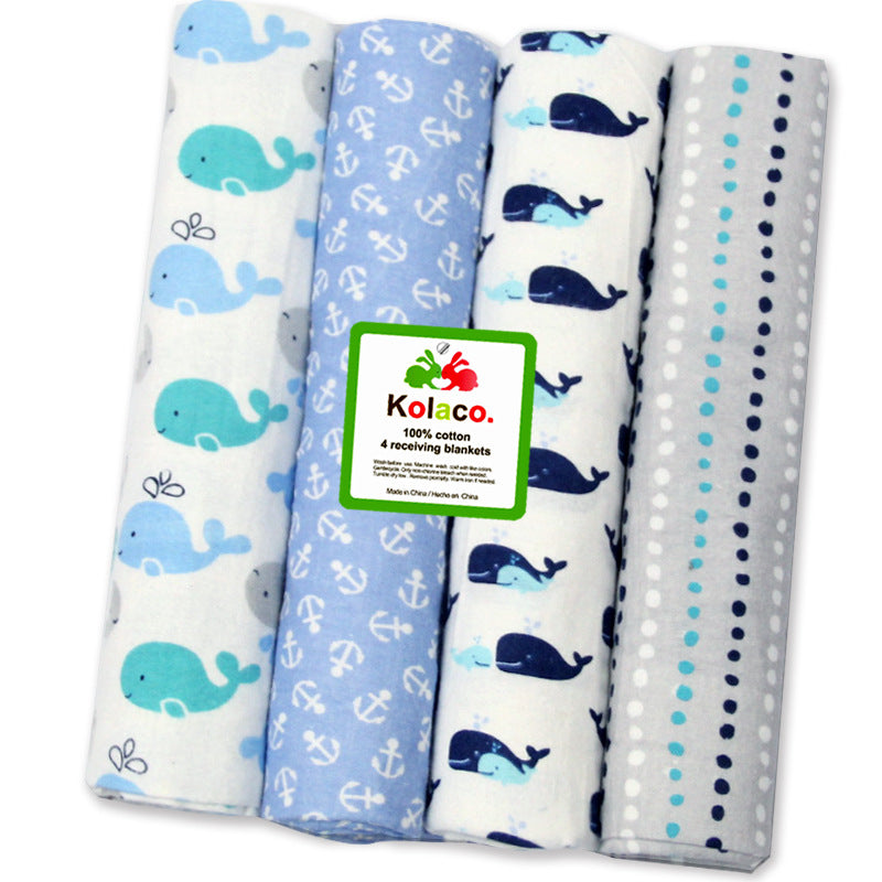 Cotton Flannel Fleece Cotton Flannel Baby Blanket Printed 4-Pack Swaddle Blanket Bed Sheetss Kolaco
