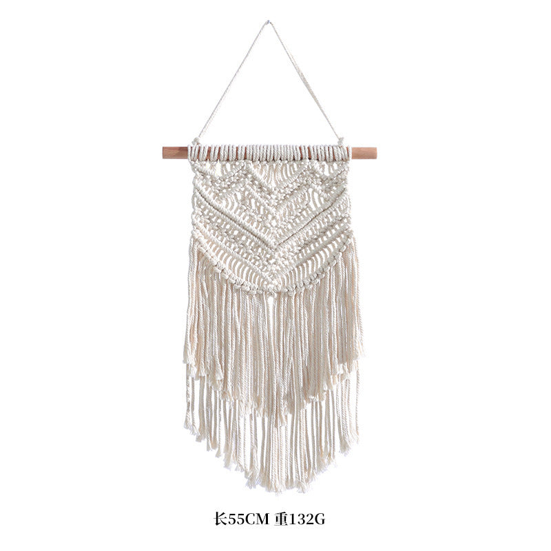 Bohemian Hand-Woven Cotton Rope Tapestry White Cotton Decorative Tapestry Amazon Bedroom Home Retro Style