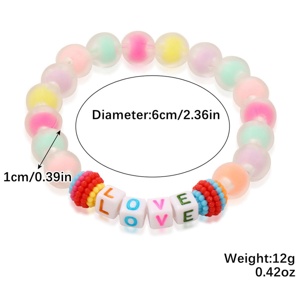 Bohemian Heart-Shaped Acrylic Cute Pink Letter Bracelet Colorful Beaded Bracelet Set