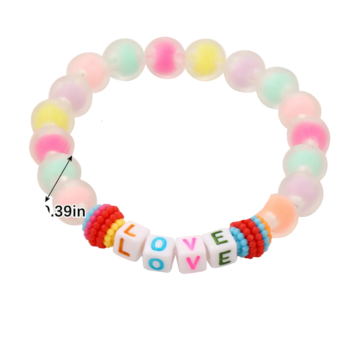 Bohemian Heart-Shaped Acrylic Cute Pink Letter Bracelet Colorful Beaded Bracelet Set