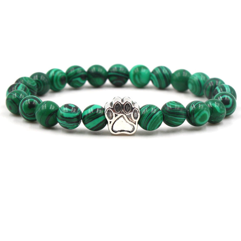 Direct manufacturer, popular on AliExpress: 8mm tiger eye stone, white turquoise, dog paw transparent elastic cord bracelet