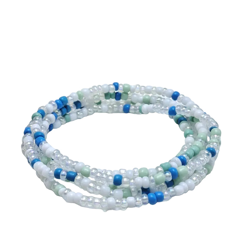Body Chain with Glass Seed Beads, Fashionable Magic Hand Fish Pendant Accessories, Elastic Handmade Beaded Jewelry Waist Chain