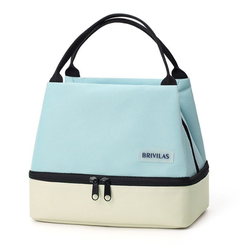 New Dopamine Large-Capacity Double-Layer  Aluminum Foil Thickened Portable Picnic Bag Office Worker Insulated Lunch Bag