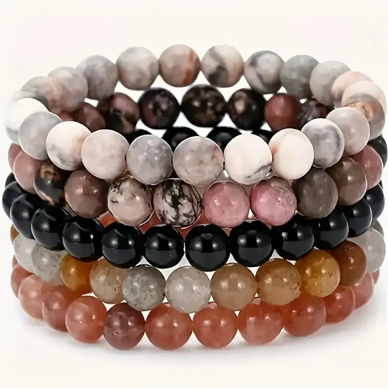 Shopee Amazon Cross-Border Popular 5-Piece Beaded Bracelet European and American Best-Selling Natural Stone Bracelet Ready for Sale