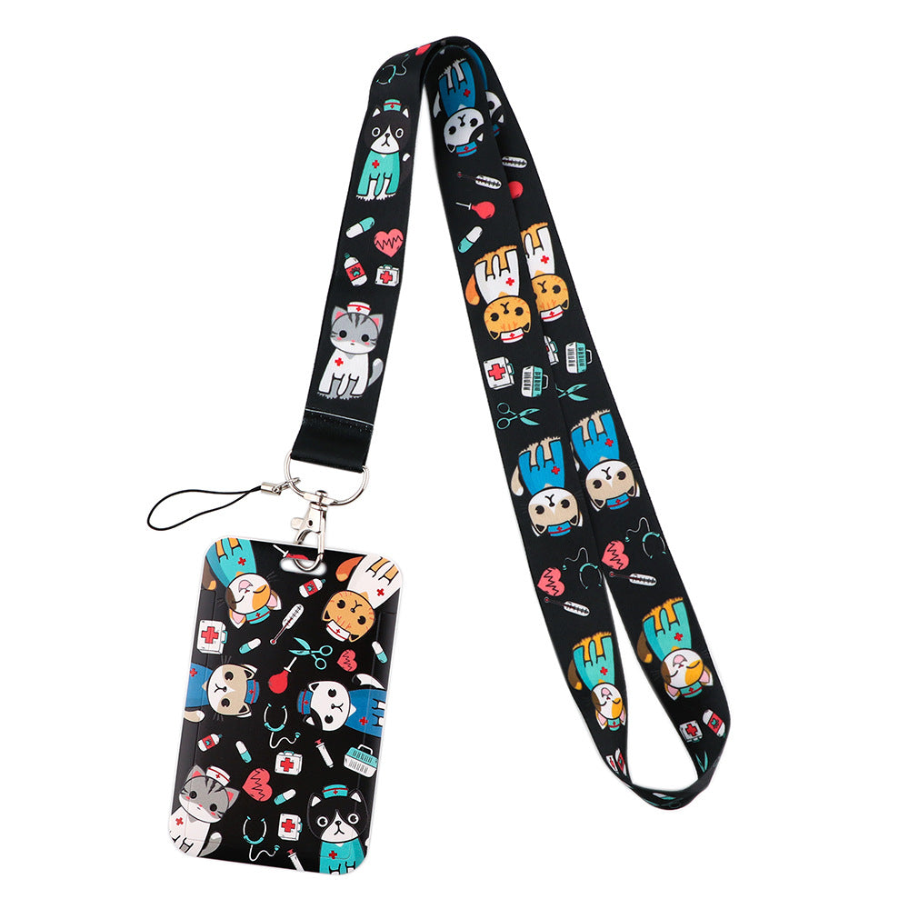Doctor Pills Cat Mobile Phone Lanyard Card Set Combination Bus Card Factory Brand Work Medical Lanyard Campus Card Pendant