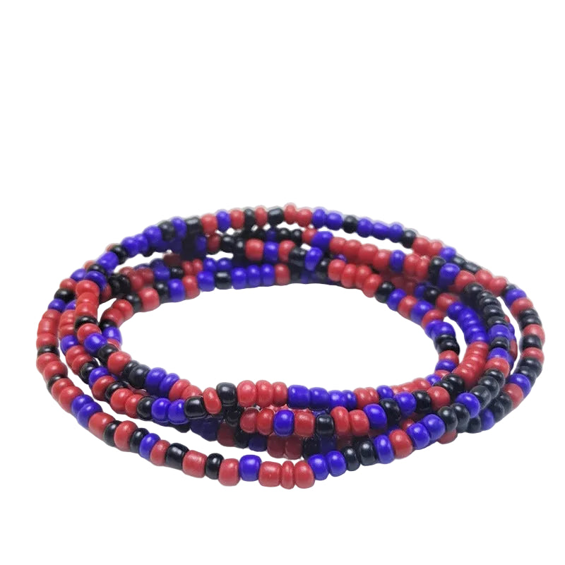 Body Chain with Glass Seed Beads, Fashionable Magic Hand Fish Pendant Accessories, Elastic Handmade Beaded Jewelry Waist Chain