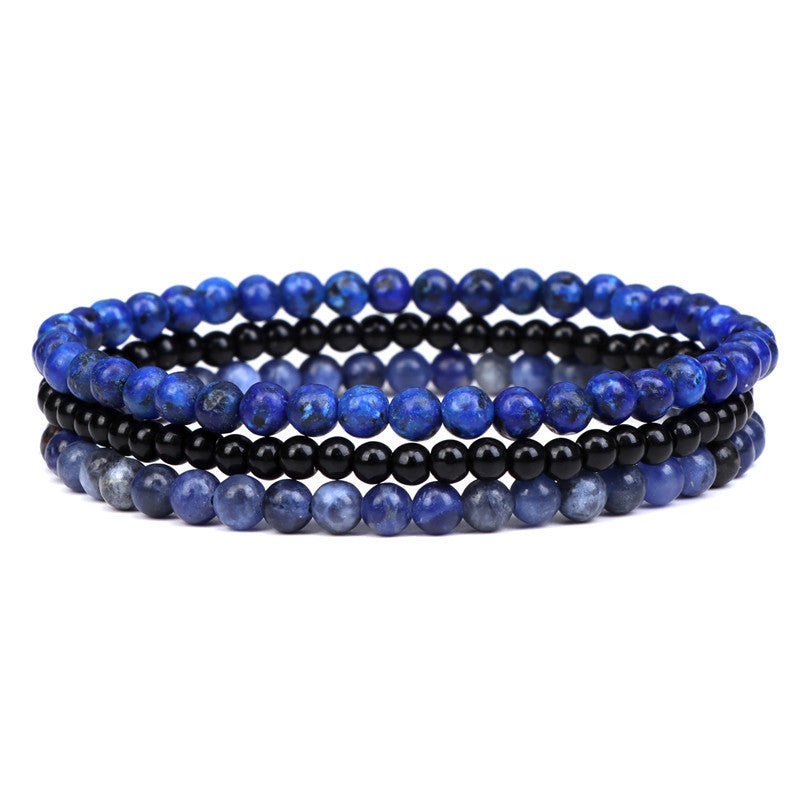 4mm Natural Rose Quartz Bracelet for Women, Retro Simple Elastic Rope Set Combination Jewelry Bracelet Hot Sale