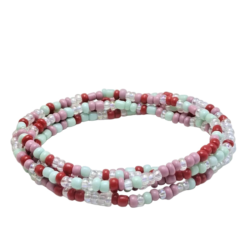 Body Chain with Glass Seed Beads, Fashionable Magic Hand Fish Pendant Accessories, Elastic Handmade Beaded Jewelry Waist Chain