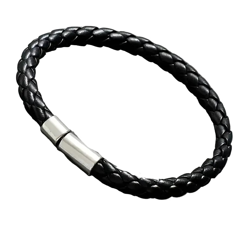 New Leather Braided with Alloy Magnetic Clasp, Vintage Men's Bracelet