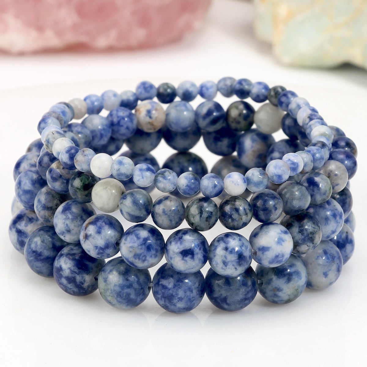 European and American Hot-Selling Handmade Natural Stone Beaded Bracelets for Men and Women, Tourmaline Pink Crystal Elastic Bracelets, Cross-Border Jewelry