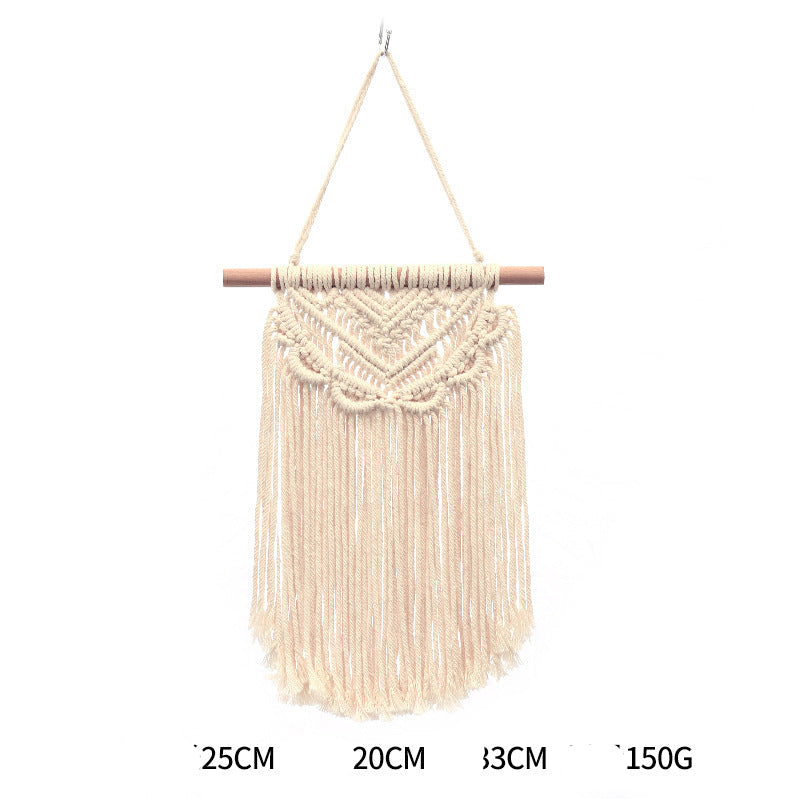 Bohemian Hand-Woven Cotton Rope Tapestry White Cotton Decorative Tapestry Amazon Bedroom Home Retro Style