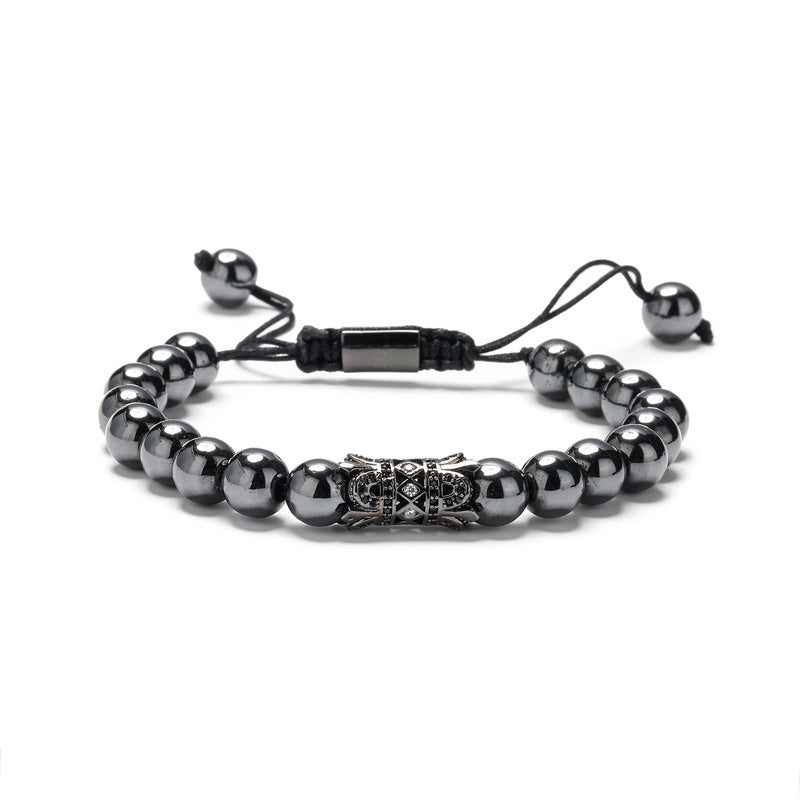 Hot Selling Tiger Eye Stone Frosted Stone Double Row Bracelet Natural Stone Braided Adjustable Beaded Bracelet