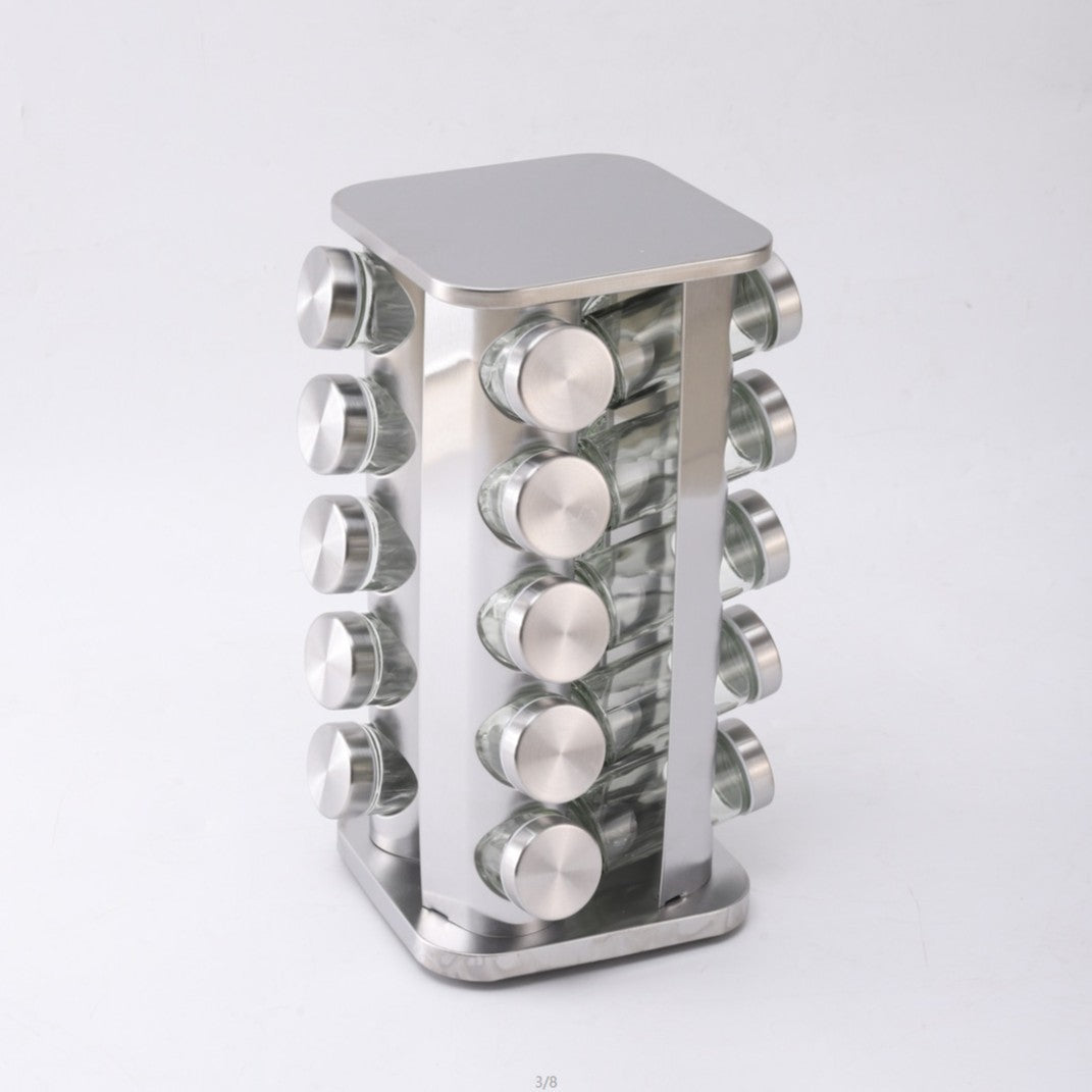 Multi-layer stainless steel rotating seasonings rack Nordic kitchen special 360 degree turntable seasonings storage rack wholesale