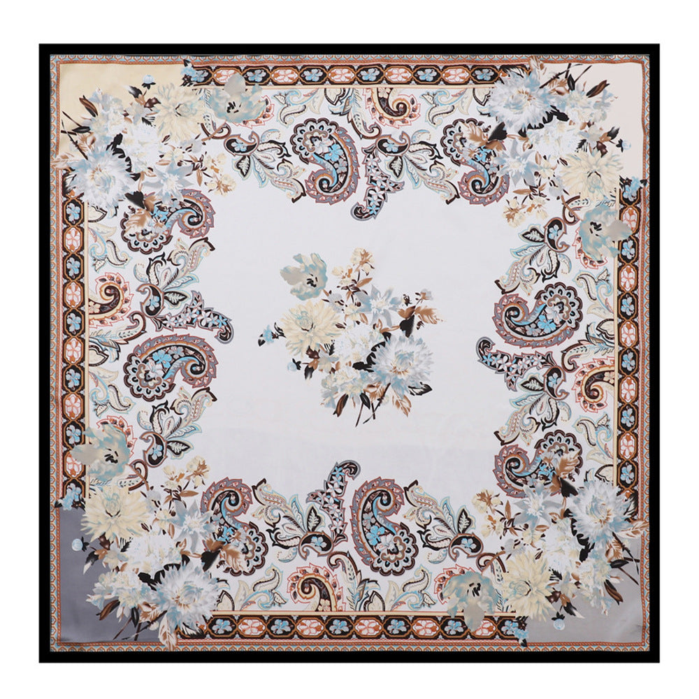 90cm Paisley Silk Scarf for Women, Trendy and Versatile, European and American Style, Imitation Silk Paisley Headscarf Wholesale