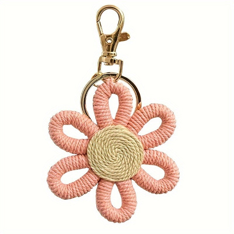 Simple Daisy Keychain Flower Sunflower Woven Simple Pendant Car Ring Gift