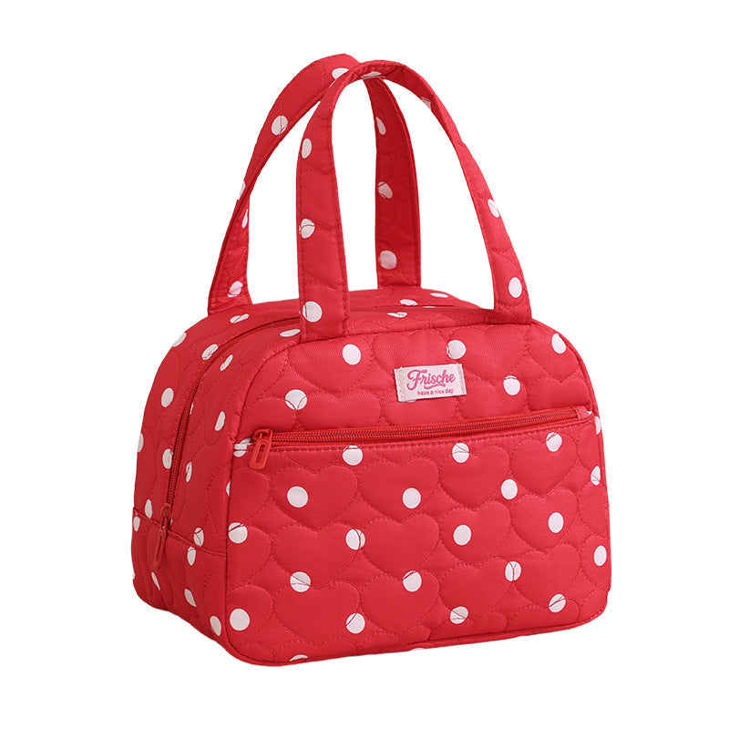 Runhui's New Quilted Semi-Circular Portable Lunch Bag, Student Lunch Box Bag, Lunch Bag for Office Workers, Outdoor Insulated Bag