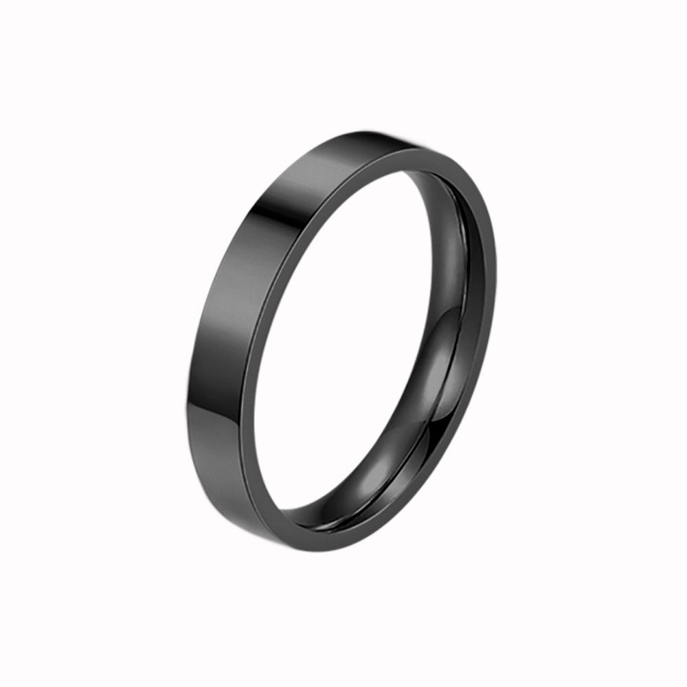 Fashion simple titanium steel smooth ring flat single self-discipline ring stainless steel lovers can't quit color jewelry