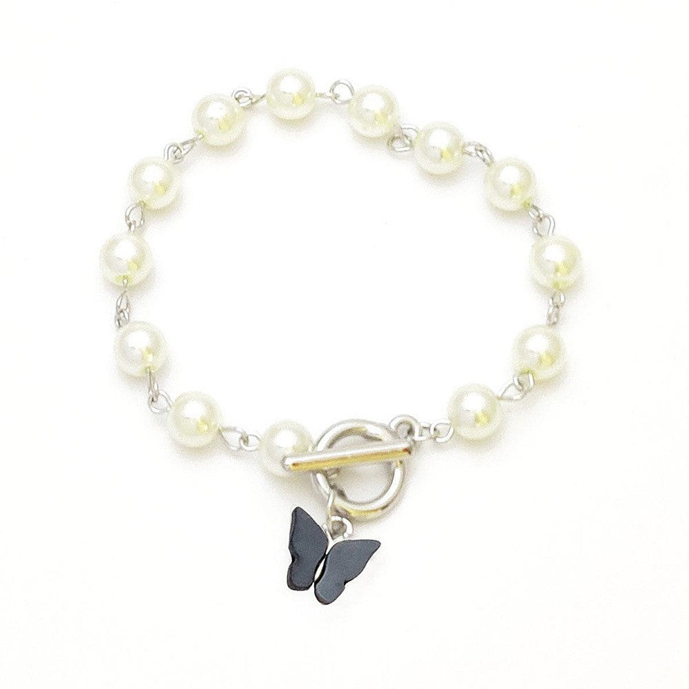 Butterfly pendant pearl bracelet women's Japanese and Korean fashion pearl bracelet