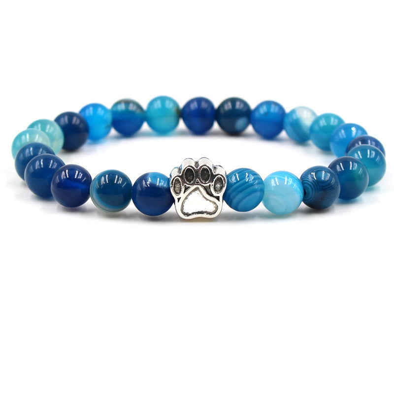 Direct manufacturer, popular on AliExpress: 8mm tiger eye stone, white turquoise, dog paw transparent elastic cord bracelet
