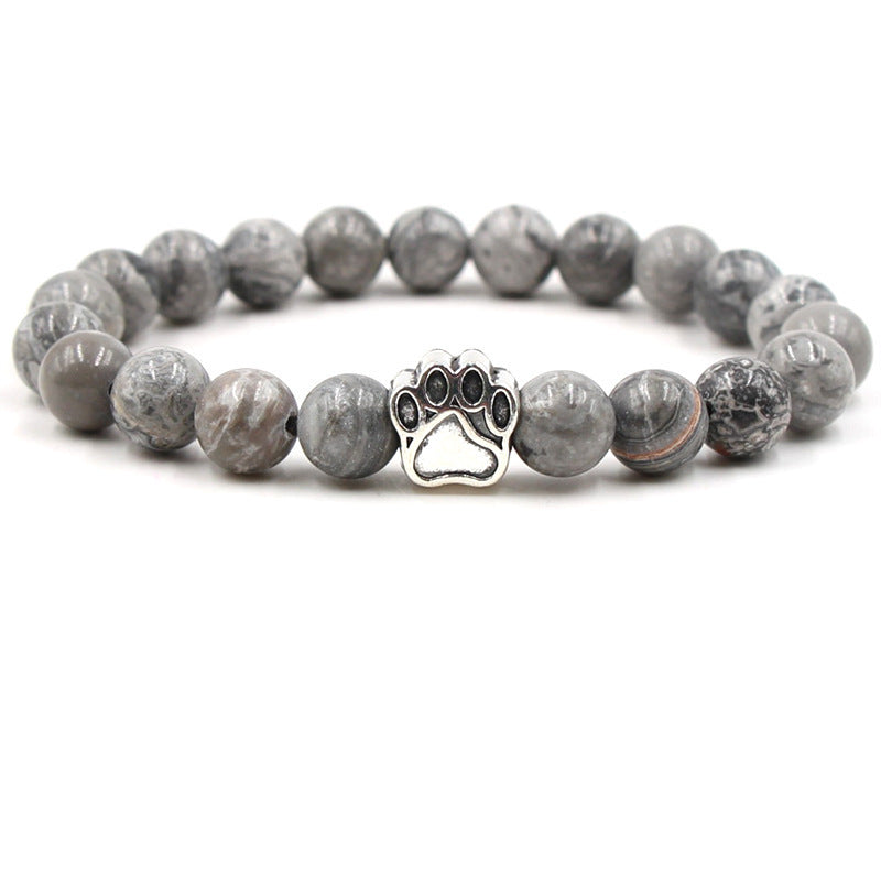 Direct manufacturer, popular on AliExpress: 8mm tiger eye stone, white turquoise, dog paw transparent elastic cord bracelet