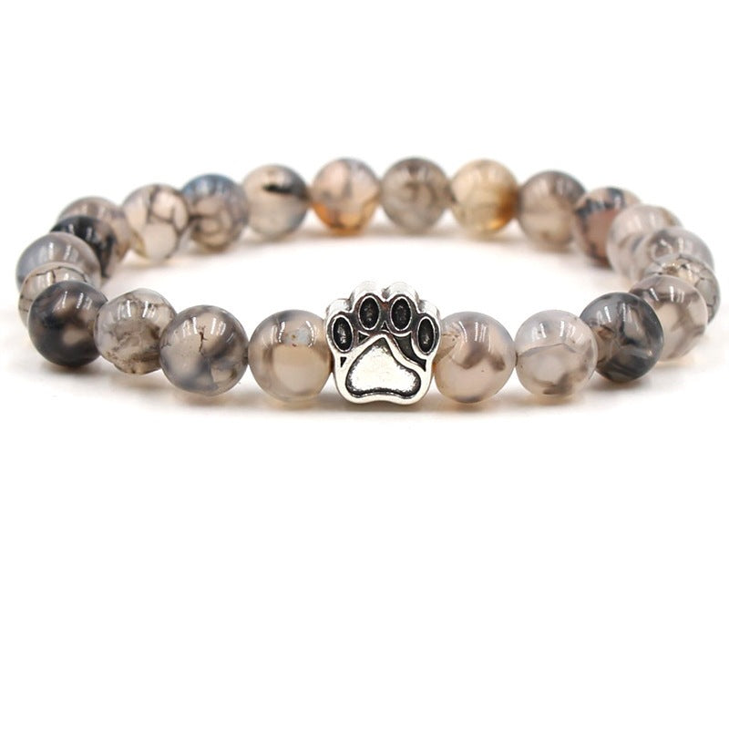 Direct manufacturer, popular on AliExpress: 8mm tiger eye stone, white turquoise, dog paw transparent elastic cord bracelet