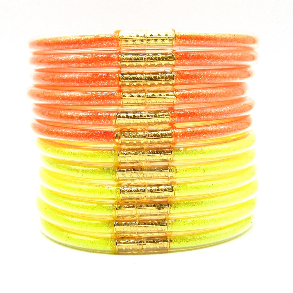 New 12-Layer Pvc Silicone Tube Gold Powder Bracelet Jelly Bangles Bracelet Women's Bracelet Mixed