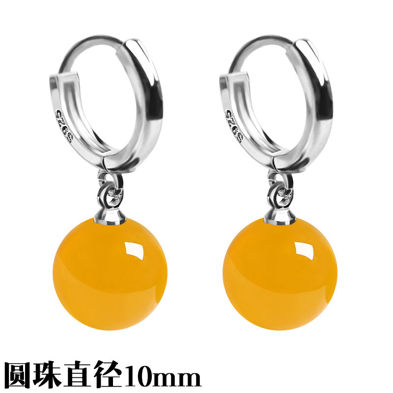 Silver-Plated Earrings Imitation 925 Natural Agate Pearl Earrings Long Female Korean Style Fashion Popular Earrings Jewelry Earrings