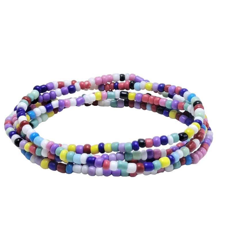 Body Chain with Glass Seed Beads, Fashionable Magic Hand Fish Pendant Accessories, Elastic Handmade Beaded Jewelry Waist Chain
